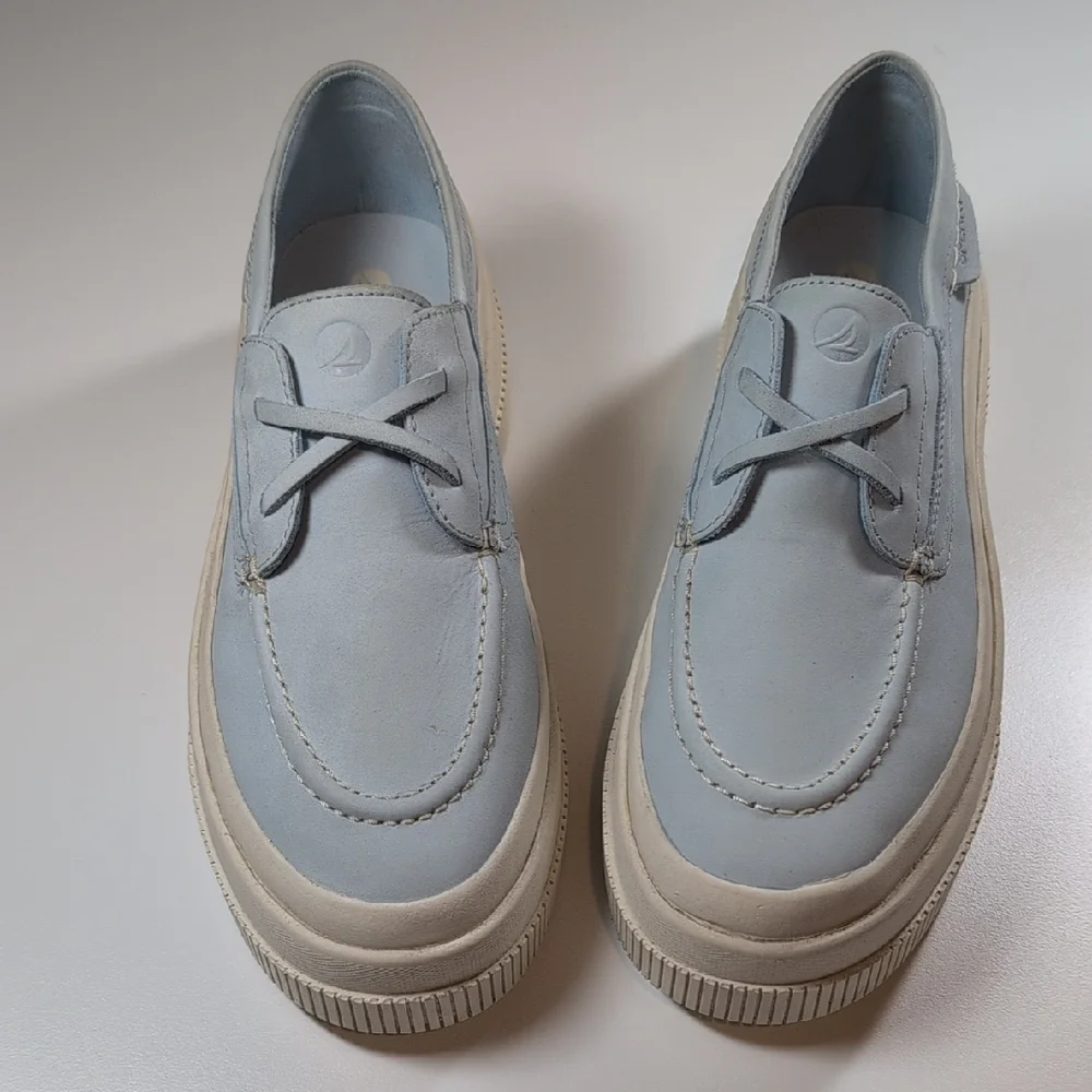 Sperry Women's Baby Blue Platform Leather Boat Shoes